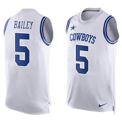 Nike Cowboys #5 Dan Bailey White Men's Stitched NFL Limited Tank Top Jersey - Click Image to Close